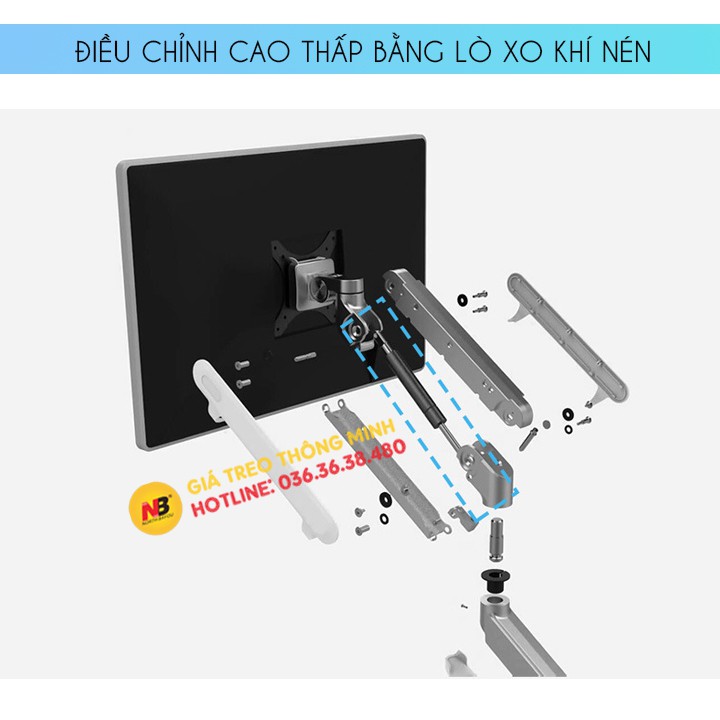 Giá Treo Màn Hình Máy Tính OZ 1 17 - 24 - 27 - 32 inch / Tay Treo Màn Hình Hợp Kim Nhôm [Cao Cấp Hơn NB F80 - NB F100A ]