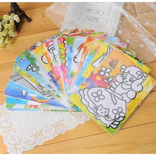 Tranh cát tô màu khổ A4, A5 nền màu cho bé
