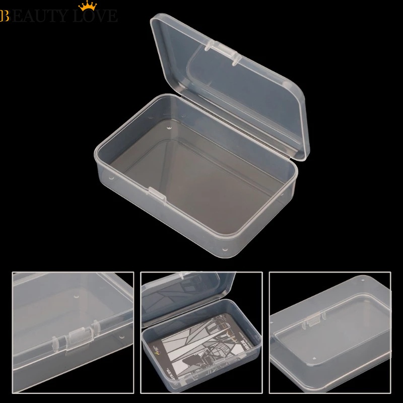 1 Hộp Đựng Trang Sức Bằng Nhựa Trong Suốt Hình Chữ Nhật Có Nắp Đậy / Vuông Nhỏ Đa Năng