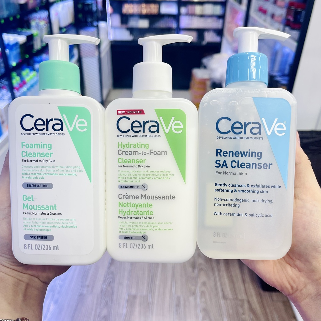 Sữa Rửa Mặt CeraVe Foaming/Hydrating/SA Smoothing Cleanser 236ml/237ml - 3 loại