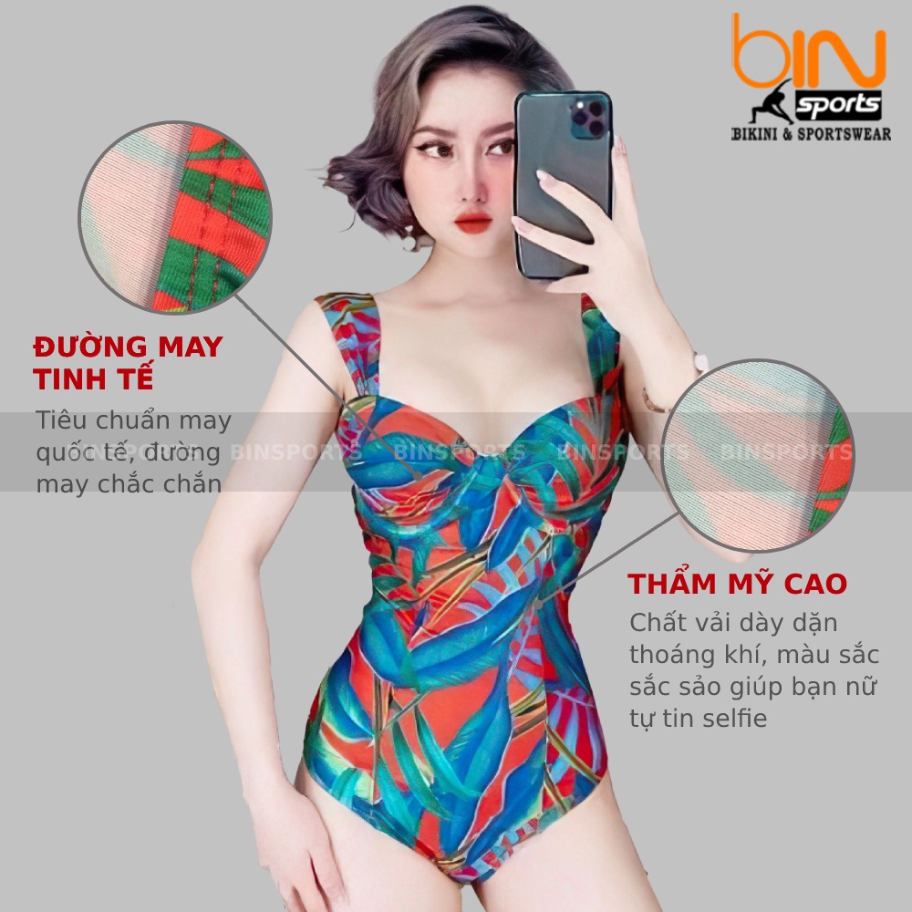 Bikini Nữ 1 Mảnh Hoa Lá Nữ Hot Nhất Bin Sports BHV099*