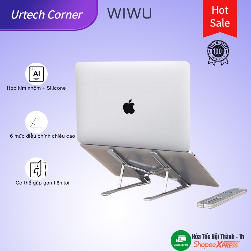 Giá đỡ tản nhiệt Wiwu S400A Urtechcorner Stand kim loại cho Macbook Laptop cho máy 12-17 inch có thể gấp gọn chắc chắn