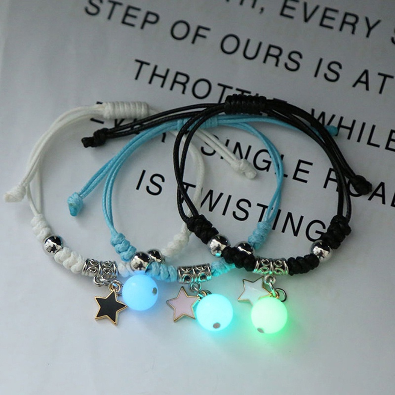 Set 3 Vòng Tay Dây Thừng Mặt Trăng Ngôi Sao Dạ Quang Thời Trang Có Thể Điều Chỉnh Phù Hợp Làm Quà Cho Bạn Thân dreamdiary