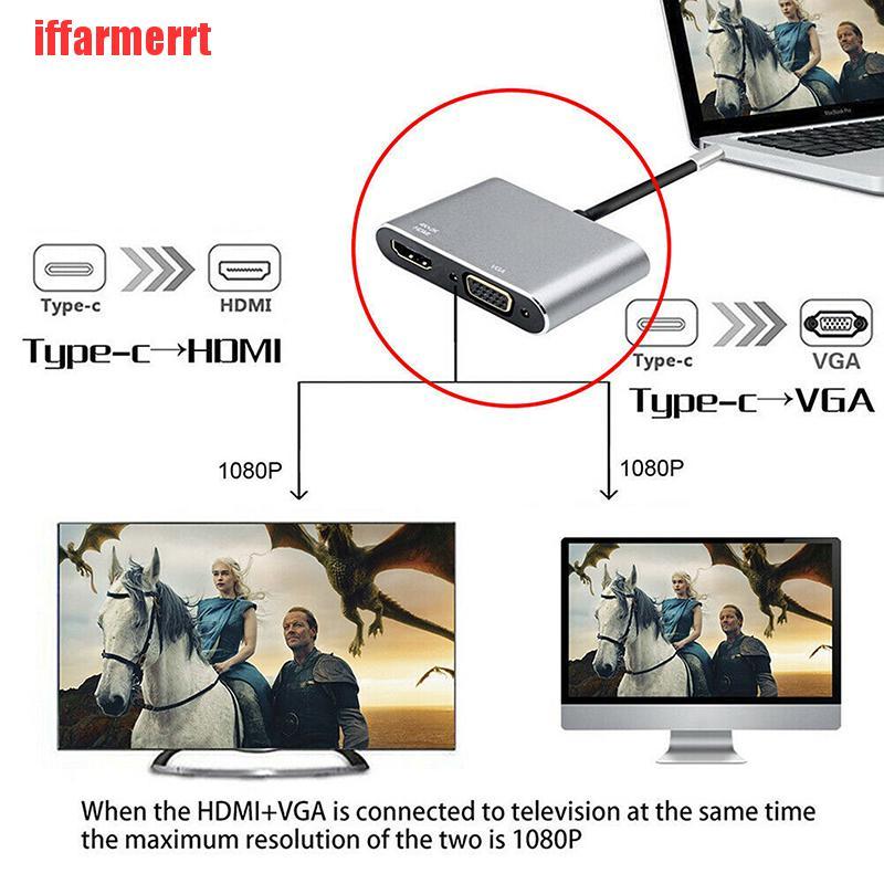 Bộ Chuyển Đổi Từ Cổng Type C 3.1 Sang Hdmi + Vga 4k