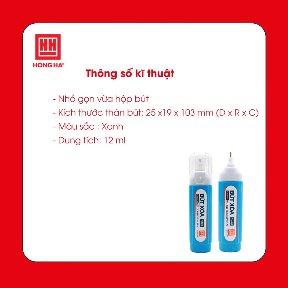 Bút xóa 12ml Hồng Hà CV-01- 6677 bút xóa giá rẻ cho học sinh ANKICO