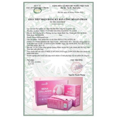 COLLAGEN BENA công ty GANA hộp 30 gói,