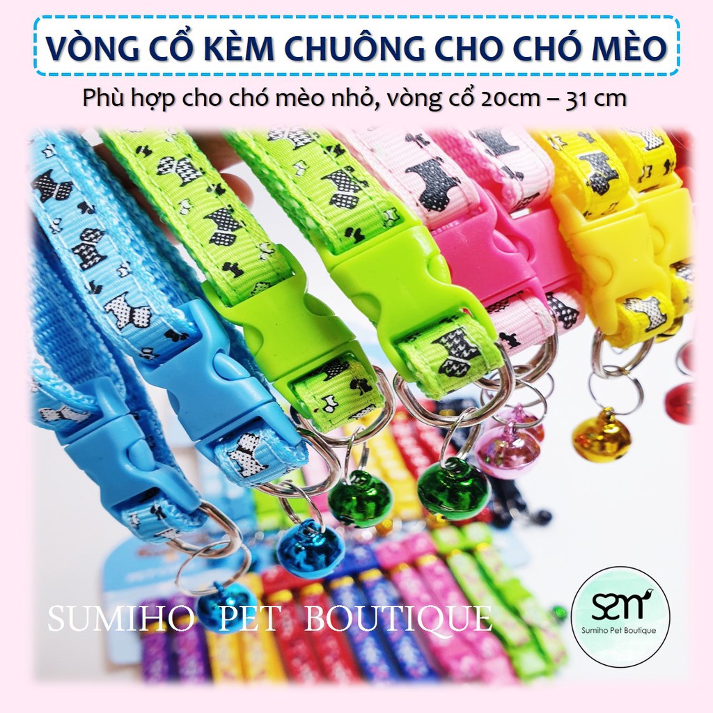 Vòng cổ có chuông cho chó mèo (cho các bé có vòng cổ 20-31cm) (Giao màu ngẫu nhiên)