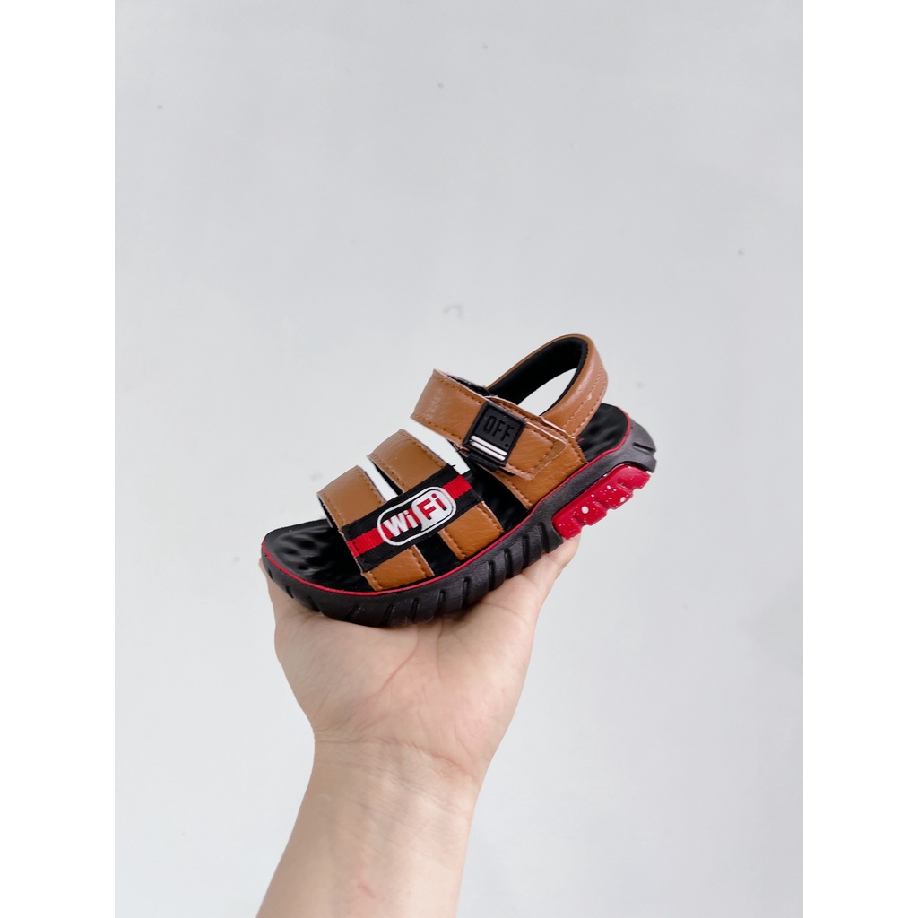 sandal bé trai - dép quai hậu cho bé 3 quai da đế mềm, êm mùa hè, đi học chống trượt 925 ( ảnh thận)