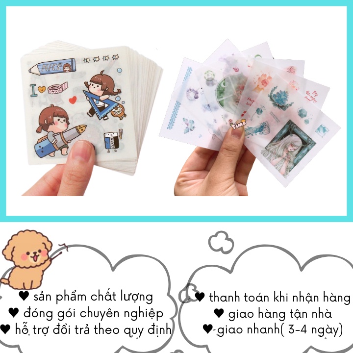 Sticker Cute Dễ Thương Ngẫu Nhiên  Trong Set 100 Tấm Và Stickers Vintage Dán Sổ Decor Siêu Xinh ST1