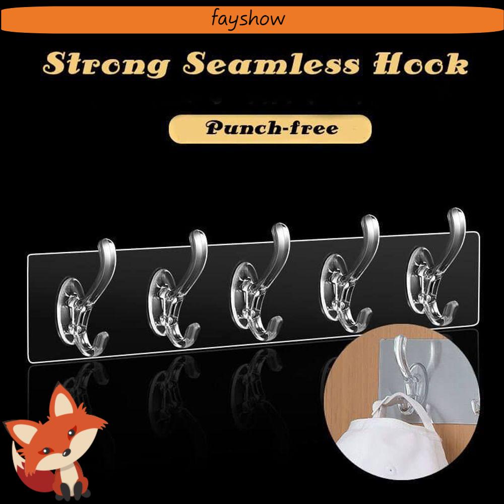 Giá Treo Quần Áo Gắn Tường 3/5/6 Hàng Trong Suốt Tiện Dụng