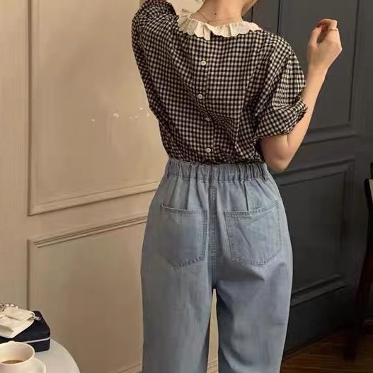 Áo Sơ Mi Nữ Viền Ren Cổ Búp Bê Ngọt Ngào Phong Cách Hàn Quốc Mới