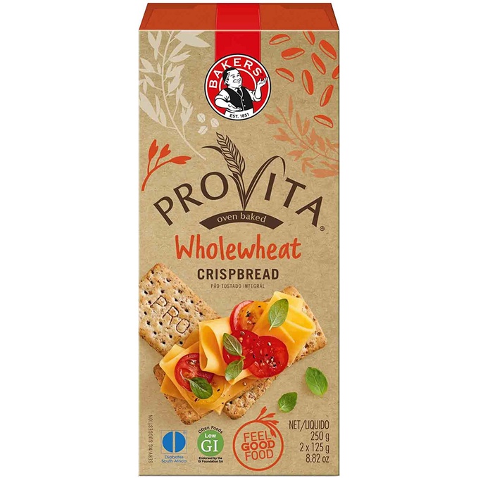 BAKERS PROVITA Wholewheat crispbread - Bánh quy nướng vị mặn Nam Phi hộp 250g