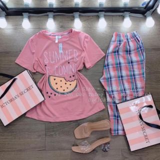 Bộ mặc nhà cotton dưa hấu