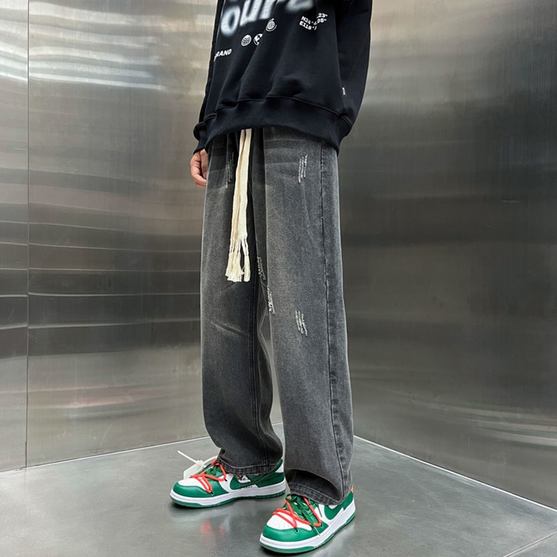 Quần Jean Dài Ống Rộng Thời Trang Thu Đông Cá Tính Cho Nam