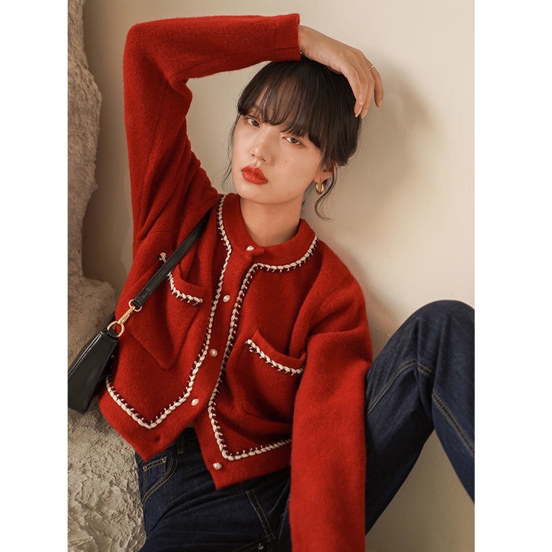 Áo Cardigan tay dày hai túi trước phong cách tiểu thư hàn quốc 14