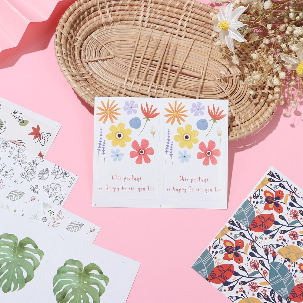 DORAW 50PCS/Pack Rectangle Seal Stickers Wedding Greeting Labels &quot;This Package Is Happy To See You Too&quot; Gift For Small Business Parcel Decor Party Supplies Flower Printed