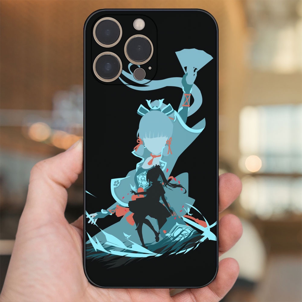 Ốp lưng iPhone 14 Pro dẻo đen cạnh vuông in hình Ayaka Genshin Impact