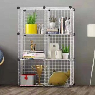 🍃TỦ GHÉP LƯỚI SẮT ĐA NĂNG 6 Ô 23T24 KÈM BÚA GỖ ĐỂ SÁCH VỞ, TRANG TRÍ