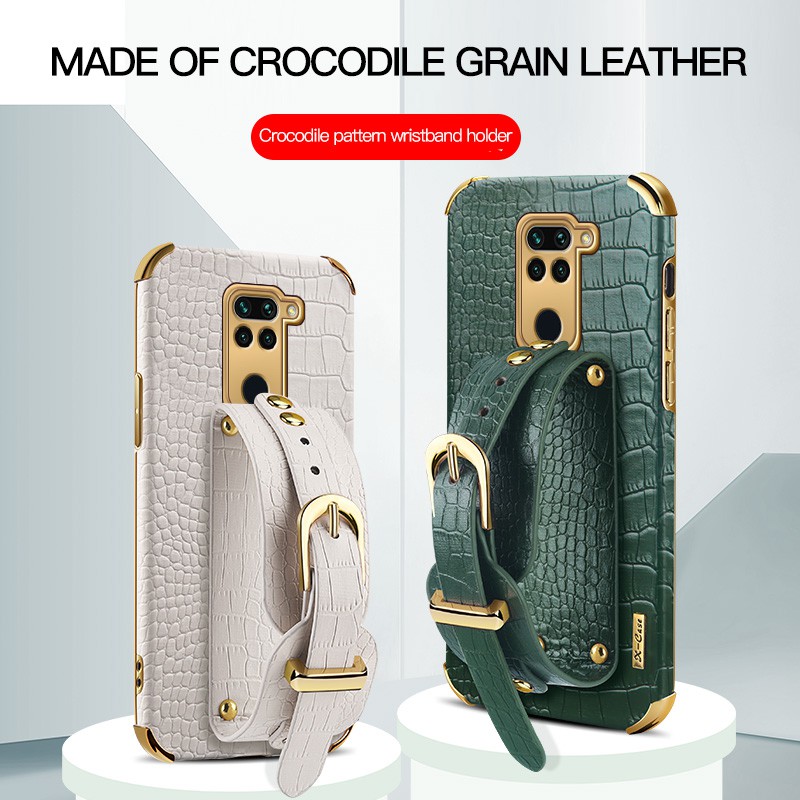 ShockProof Crocodile Pattern Leather Phone Case Mi 10 lite Redmi K30 Ultra Note 9 8 8 Pro 9s 9 Pro Max Wristband Cover Redmi 8 9 9A