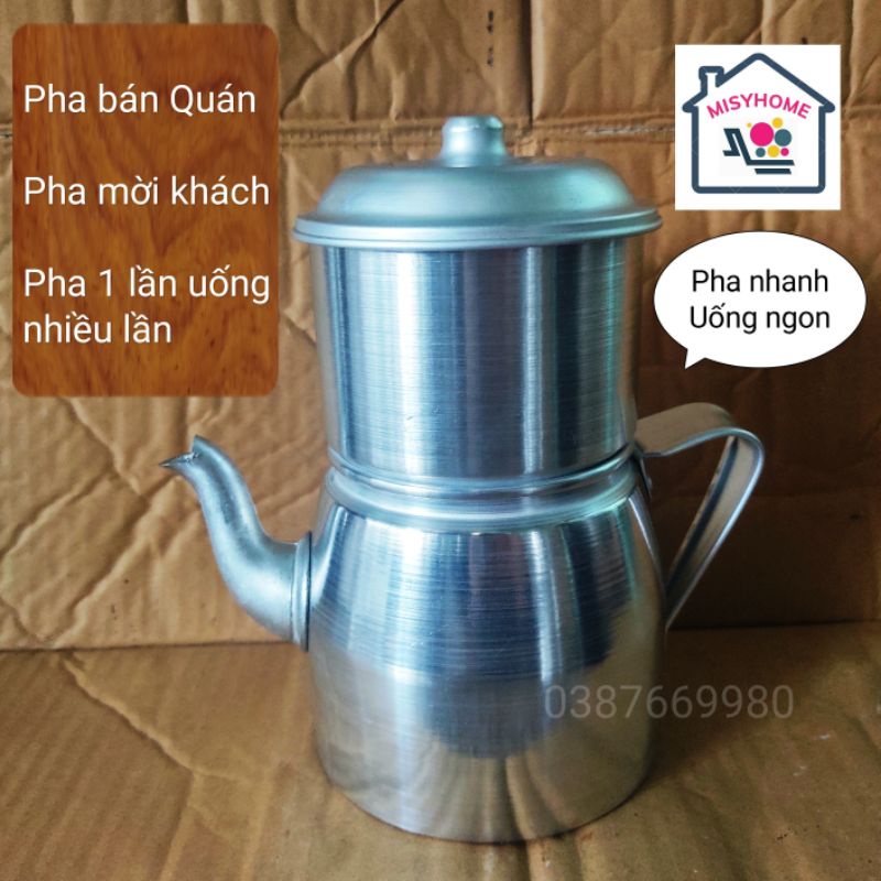 Phin pha cà phê nhôm dày lọc ủ cafe cỡ lớn to đại dạng ấm siêu 100g 200g 1 lạng 2 lạng cho quán caphe Misyhome