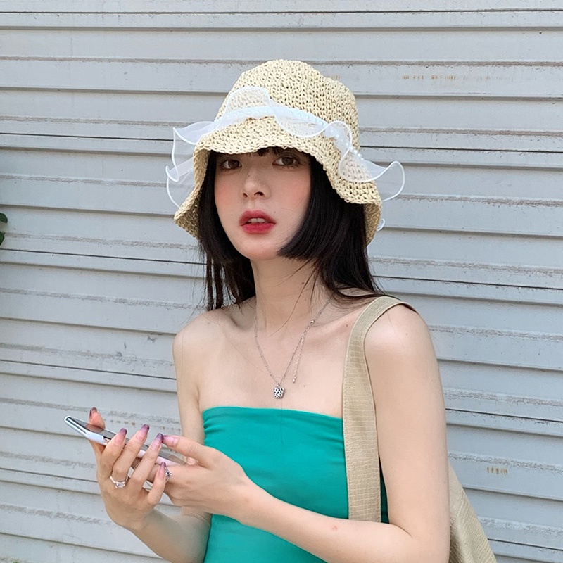Nón Cối Phối Ren Đính Ngọc Trai Nhân Tạo Thời Trang Cho Nữ