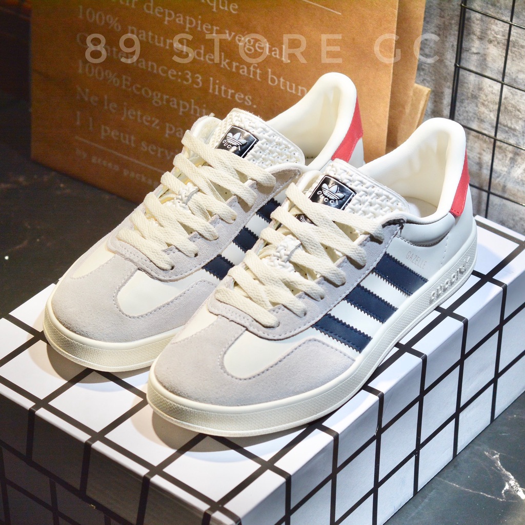Giày thể thao Sneakers Gucci x Adidas Originals Gazelle HQ8853, Giày thể thao adidas gucci GAZELLE WHITE DA THẬT