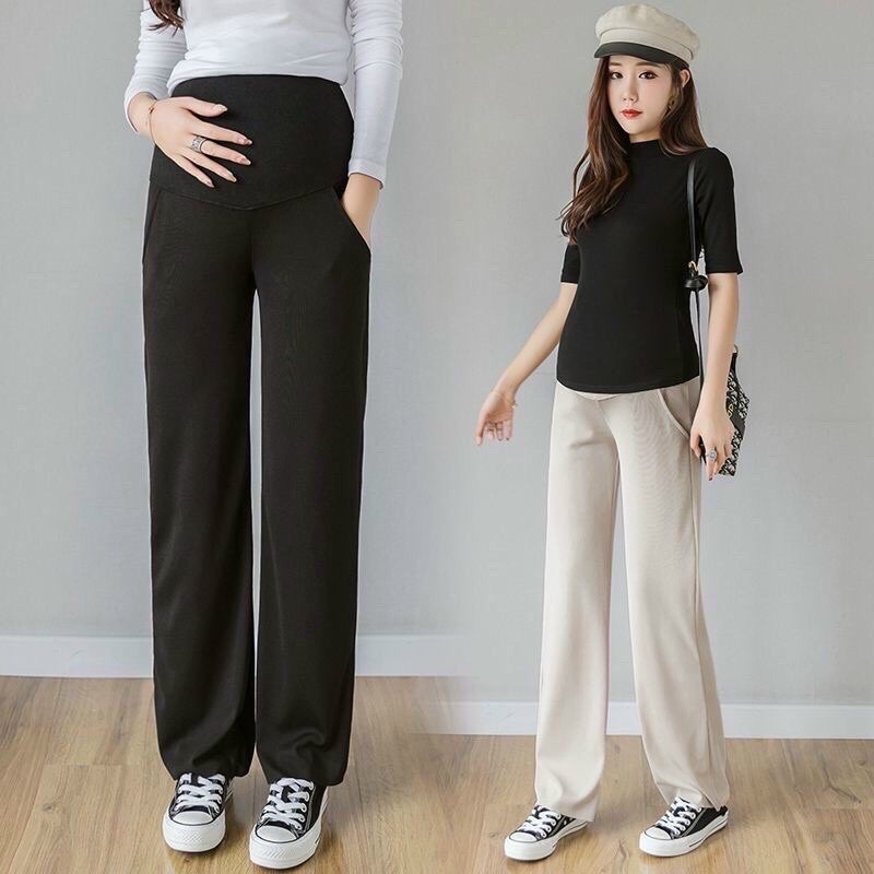 Quần bà bầu dài tăm lạnh mùa hè ống rộng xuông siêu mát đi chơi công sở thiết kế cao cấp