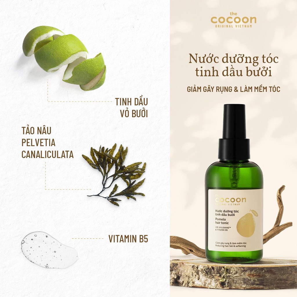 Nước Dưỡng Tóc Tinh Dầu Bưởi Giảm Gãy Rụng &amp; Làm Mềm Tóc Cocoon Pomelo Hair Tonic 140ml