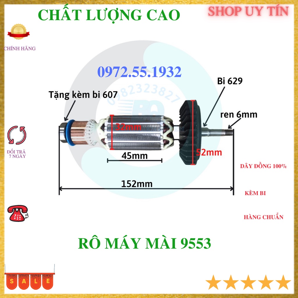 Roto Máy Mài Makita 9553NB-9553B -Linh kien33