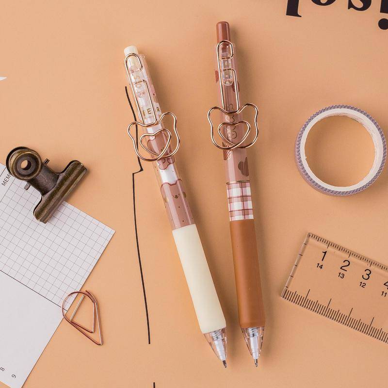 Hộp 6 Bút Mực Gel Ngòi 0.5mm In Hình Gấu Hoạt Hình Dễ Thương