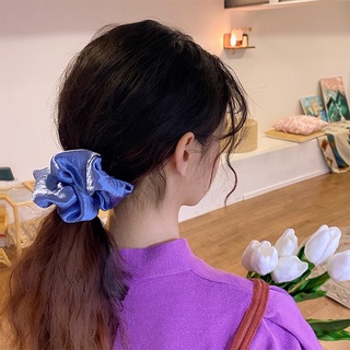 Scrunchies Dây Cột Tóc Vải Lụa Mịn Phi Bóng Ánh Kim