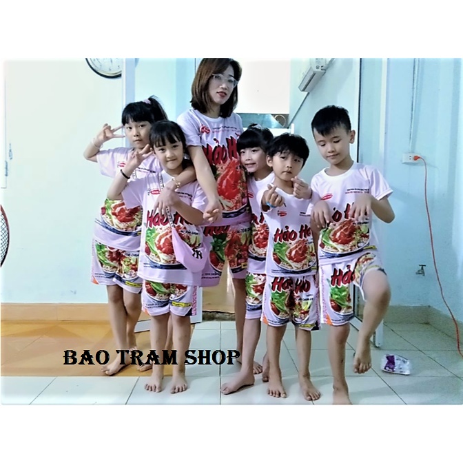 Bộ thun mì tôm cho bé hình ngộ nghĩnh size từ 10kg đến 89kg đồ bộ thun lạnh cả nhà mặc rẻ đẹp