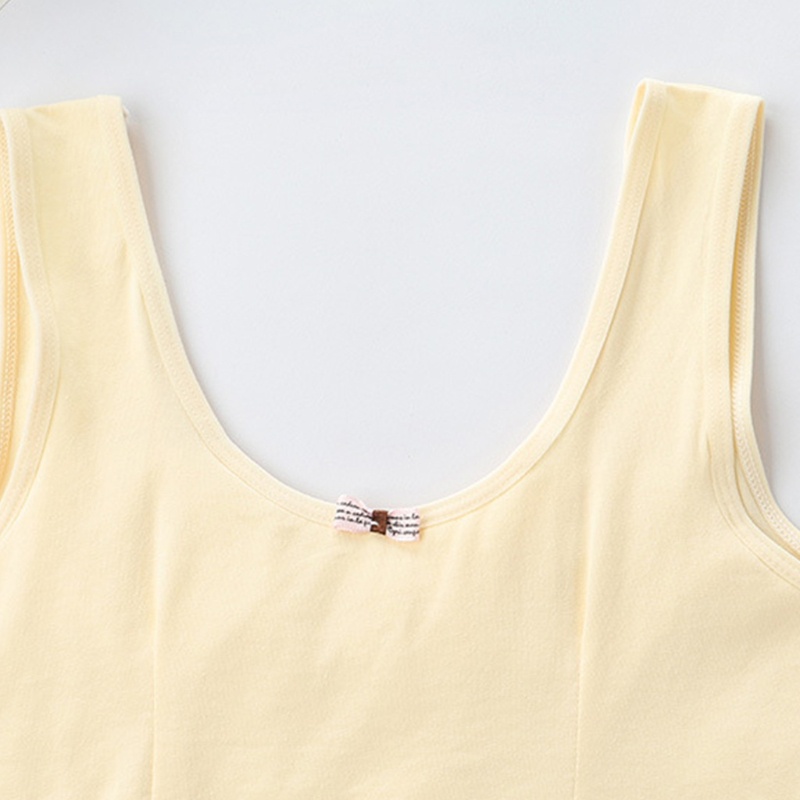 Youyo Áo lót vải cotton Hai Lớp Không Gọng Thắt Nơ Mini Màu Trơn Ngọt Ngào Cho Nữ Thanh Thiếu Niên B