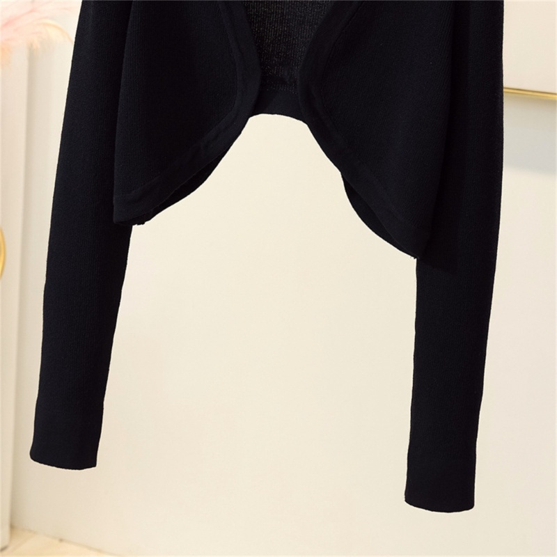 Xiangbao Áo Khoác Cardigan Dệt Kim Dáng Ngắn Có Gân Khối Lượng Nhẹ Cho Nữ