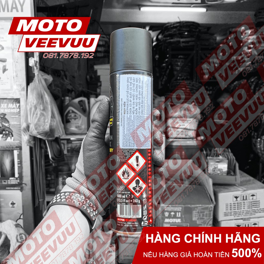 Chai xịt dưỡng sên, dưỡng xích Motul C4 Factory Line 400ml