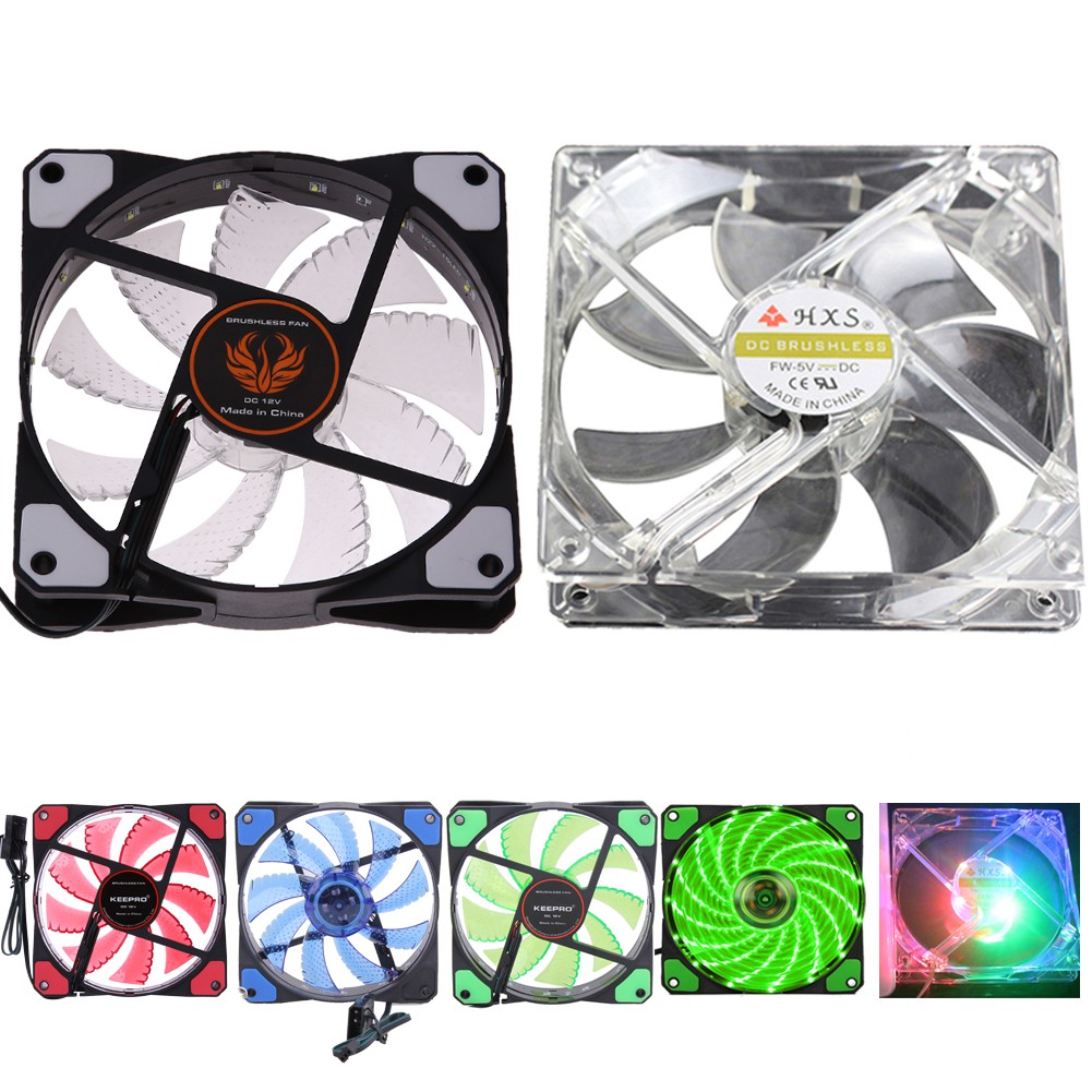 🌟Chất lượng cao nhất🍁120mm 15 LED Neon Light Quite DC 12V 4Pin PC Computer Case Cooling Cool Fan Mod