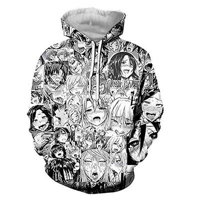 Áo hoodie mặc tròn in hình anime ahegao 3D vui nhộn cho nam và nữ