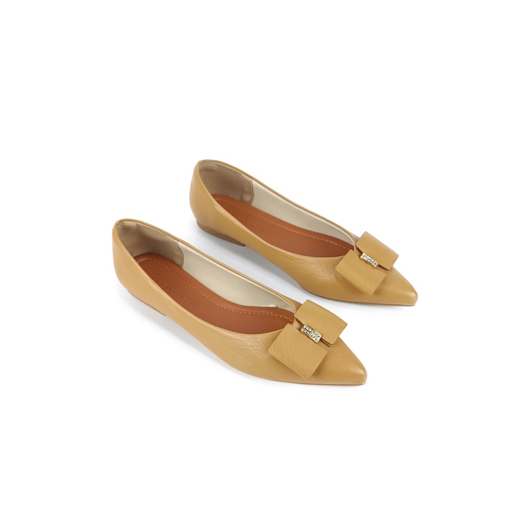 Giày búp bê thời trang nữ da mềm Diamond HADU C063 giày bệt nơ đính đá