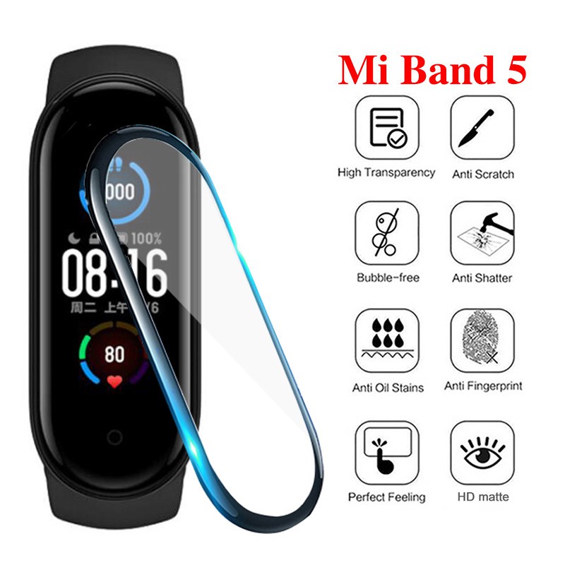 Miếng dán kính 3D chống trầy xước màn hình cho đồng hồ thông minh Xiaomi Mi Band 4 5 6