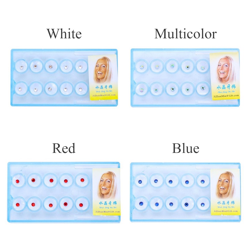 Set 10 Viên Kim Cương Giả Làm Trắng Răng 4 Màu