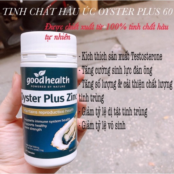 (Che Tên) Viên Uống Tinh Chất Hàu Úc Oyster Plus ZinC Good Health 60 Viên Giúp Tăng Cường Sinh Lý &amp; Hỗ Trợ Nam Giới