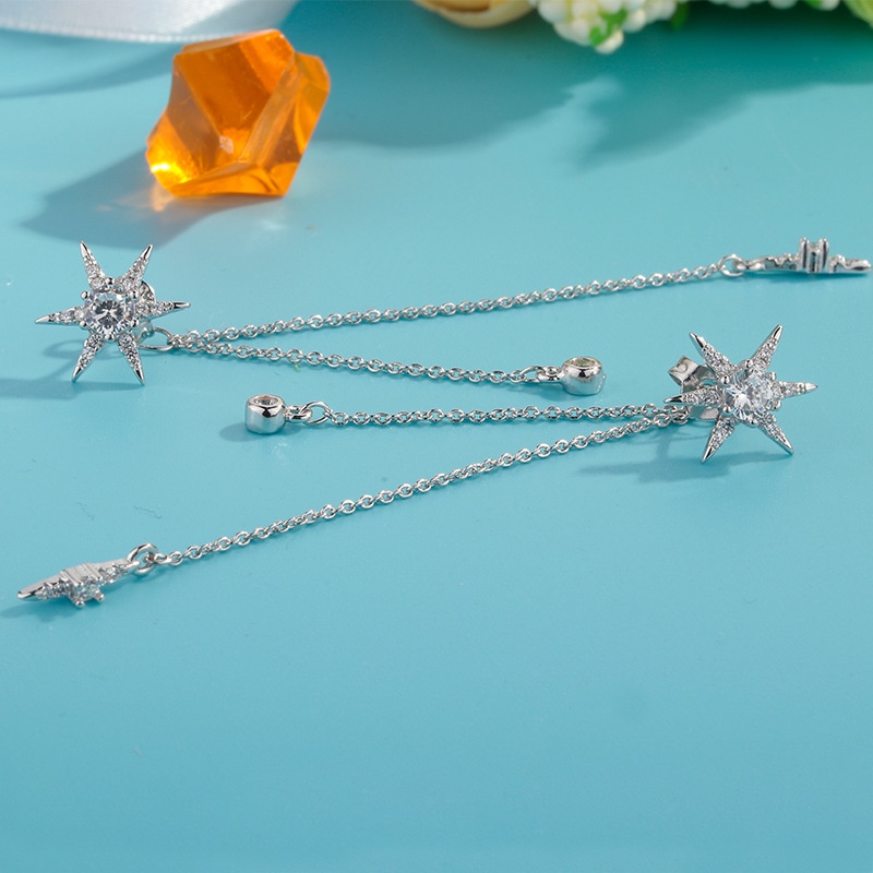 Bộ Vòng cổ + Bông Tai Hình Lục Giác + Ngôi Sao Phong Cách Âu Mỹ Cổ Điển Thời