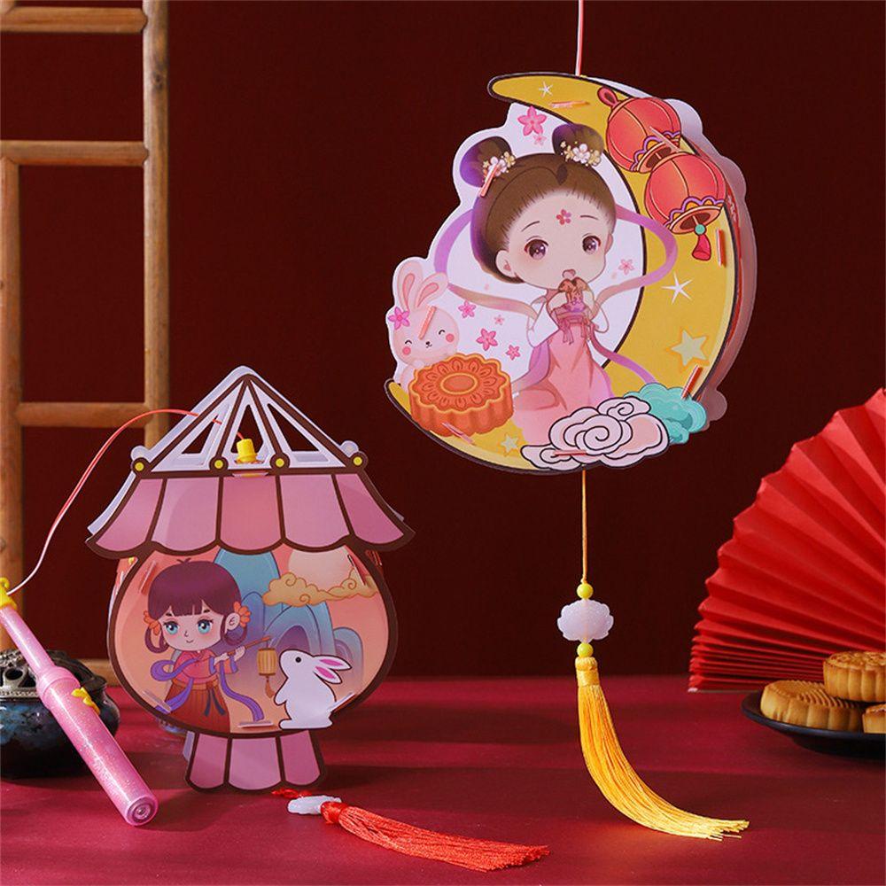 Đèn Lồng Hoạt Hình Trung Quốc Thỏ Mặt Trăng Thủ Công Trang Trí Lễ Hội
