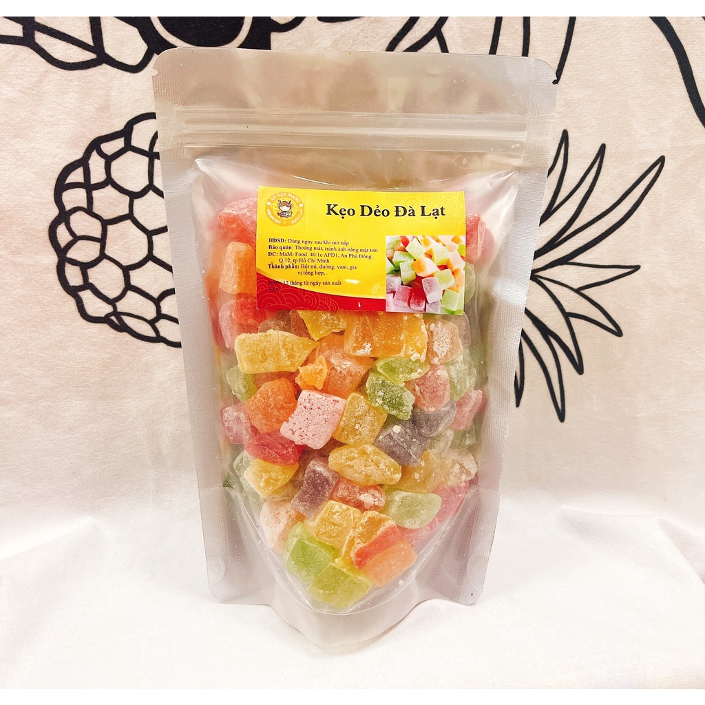 500g Kẹo Dẻo Trái Cây Đà Lạt, kẹo dâu sữa đặc sản Mami Food