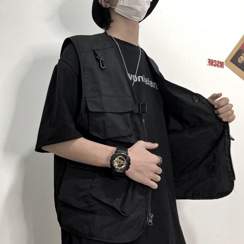 ♞AFF LIGA♞ Áo Khoác Không Tay Dáng Rộng Mang Phong Cách Hiphop Thời Trang Hàn Quốc