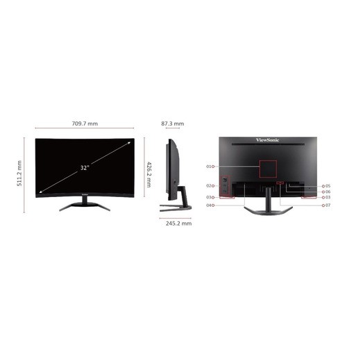 Màn hình cong gaming ViewSonic VX3268-2KPC-MHD 32" VA QHD 144Hz 1ms Freesync HDMI/DP (Đen) | BigBuy360 - bigbuy360.vn