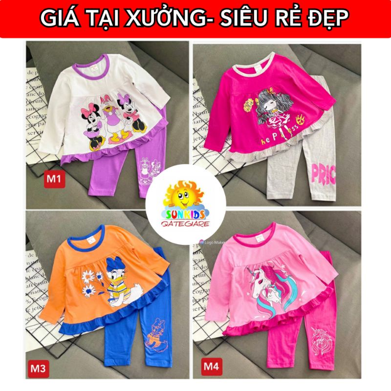 (20KG-40KG) BỘ TAY DÀI  BÉ GÁI SIZE ĐẠI BABYDOLL CHẤT COTTON 4 CHIỀU | GBD3