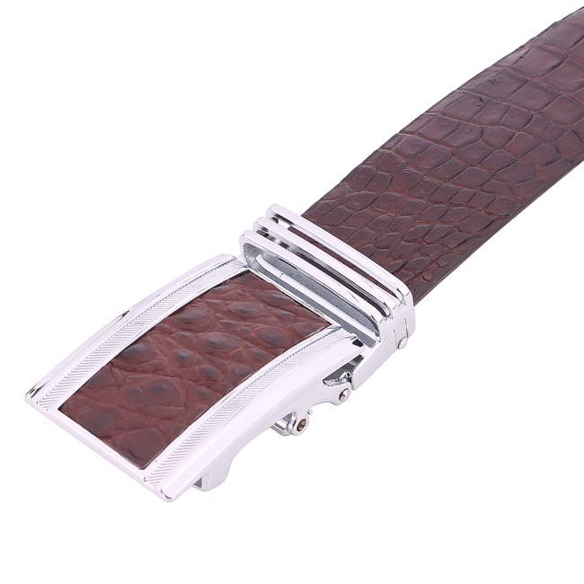 Thắt lưng nam da cá sấu nguyên con bụng 4P màu đen, nâu đỏ, nâu đất, vàng bò HP4748-49-50-51