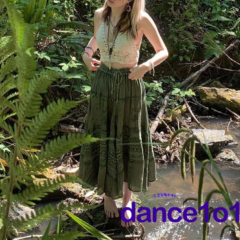 Chân váy midi cạp cao in họa tiết phong cách retro thời trang cho nữ