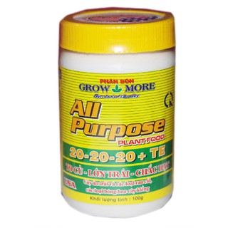 Hủ 100g Grow more NPK 20-20-20 TE - Phân bón lá tăng sinh trưởng